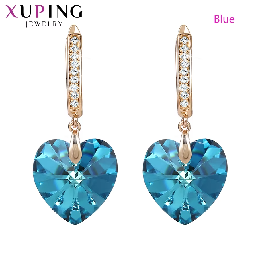 Romantic Heart Crystal Drop Earrings – Elegant Gift for Mother’s Day