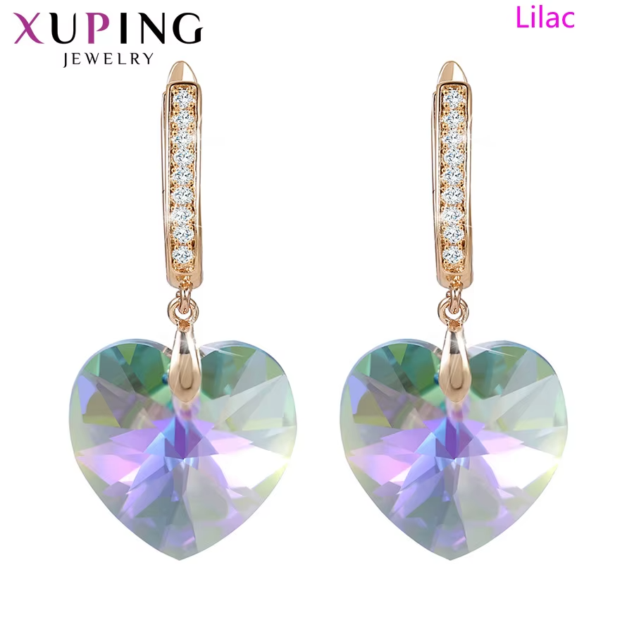 Romantic Heart Crystal Drop Earrings – Elegant Gift for Mother’s Day