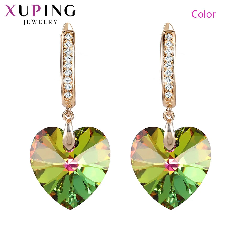 Romantic Heart Crystal Drop Earrings – Elegant Gift for Mother’s Day