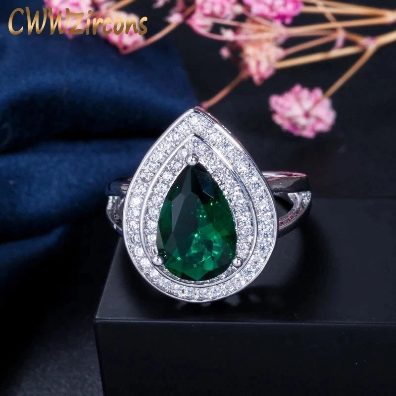 Green Crystal Teardrop Ring – Women’s Jewelry