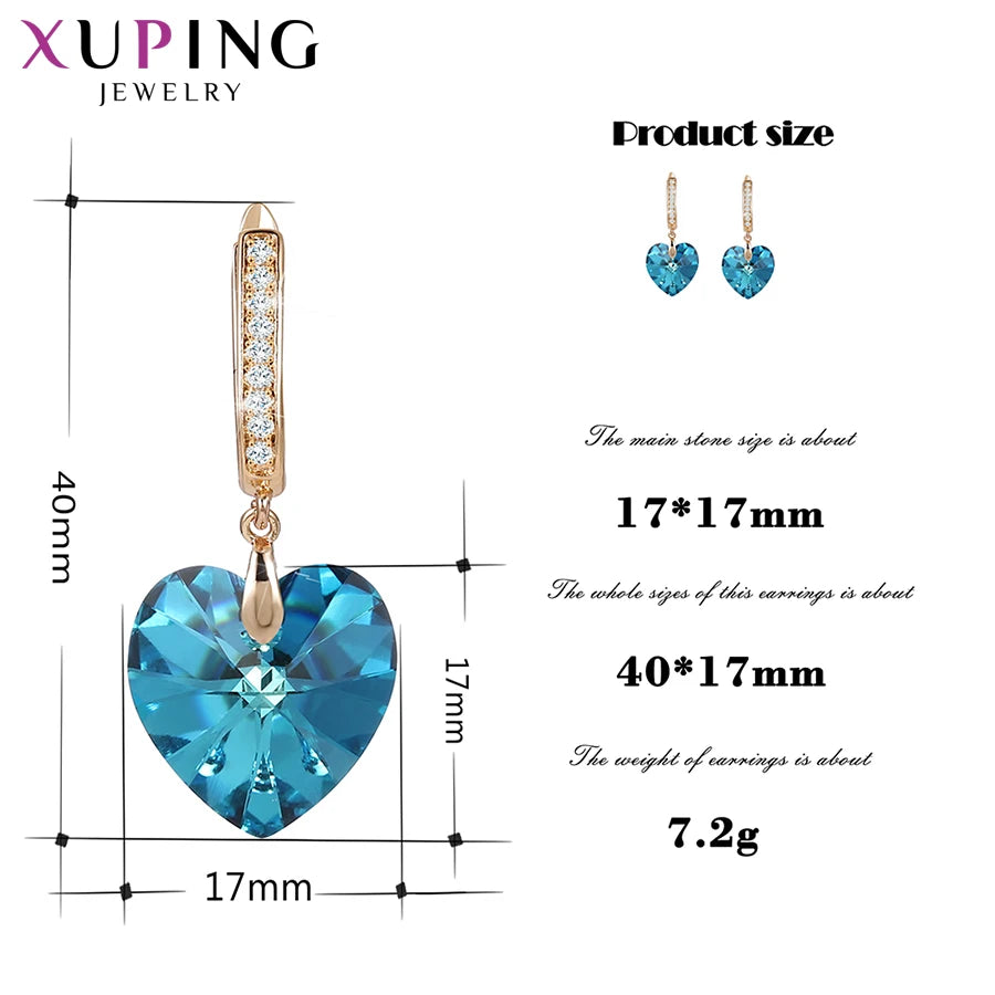 Romantic Heart Crystal Drop Earrings – Elegant Gift for Mother’s Day