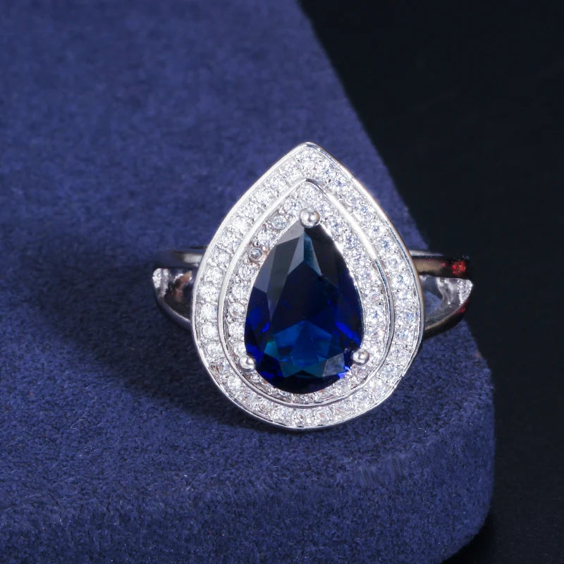 Green Crystal Teardrop Ring – Women’s Jewelry