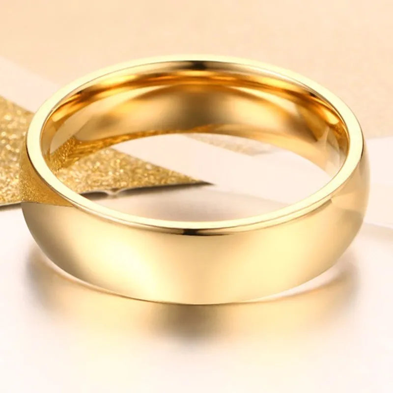 Gold Stainless Steel Wedding & Engagement Ring – Unisex