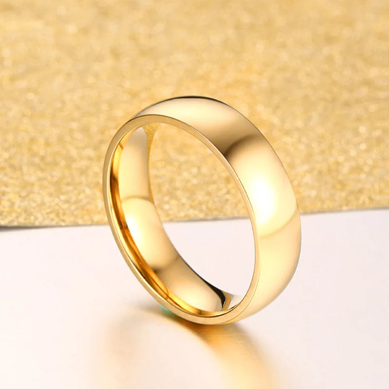Gold Stainless Steel Wedding & Engagement Ring – Unisex