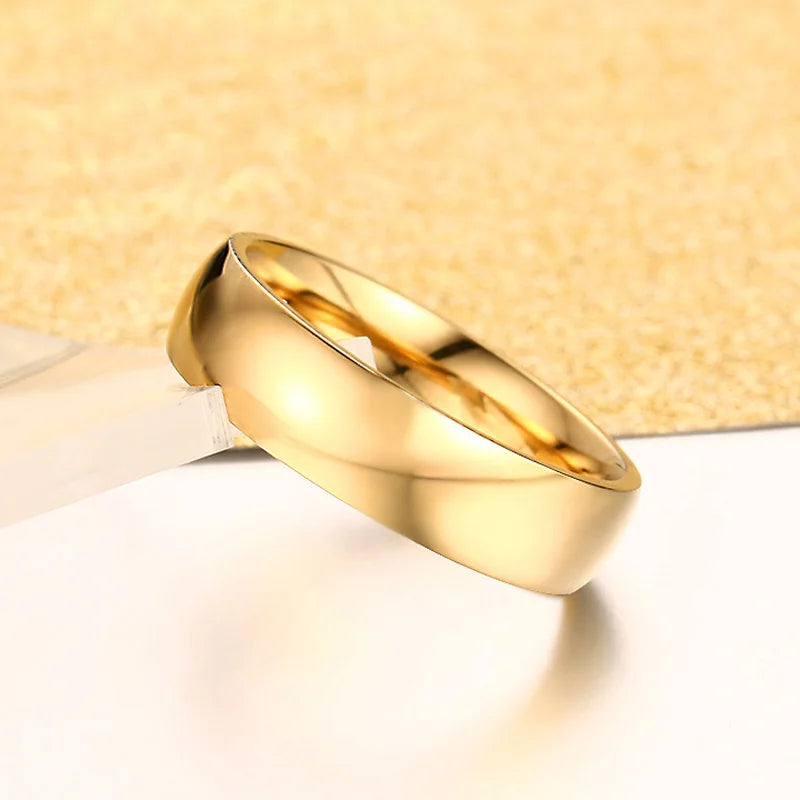 Gold Stainless Steel Wedding & Engagement Ring – Unisex