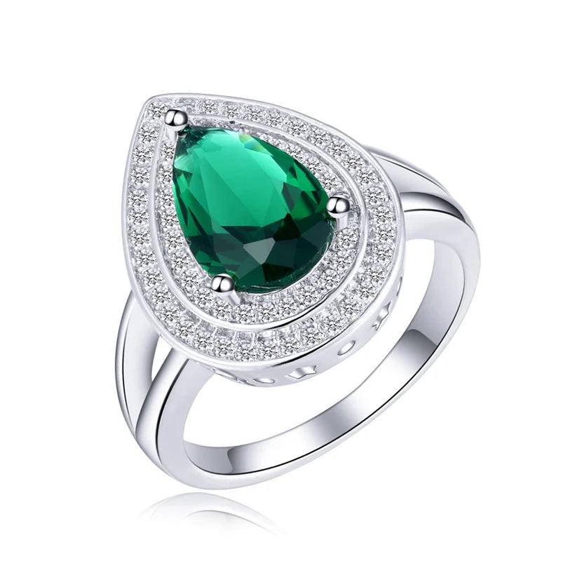 Green Crystal Teardrop Ring – Women’s Jewelry
