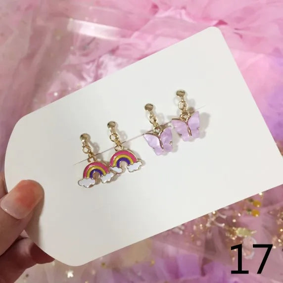 Adorable Cat & Butterfly Earrings Set for Girls