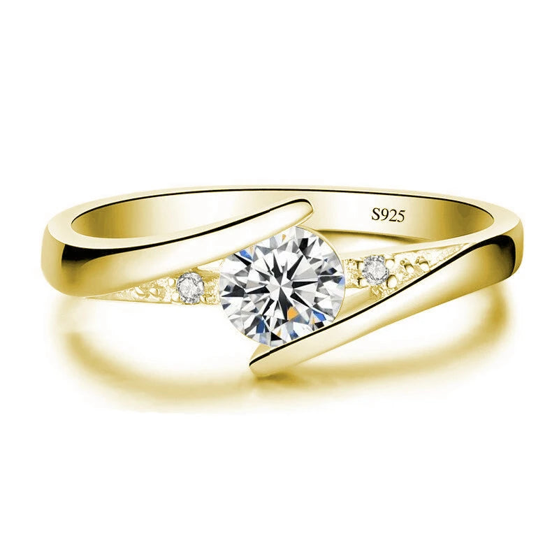 Vintage Yellow Gold Zircon Engagement Ring – Women’s Jewelry