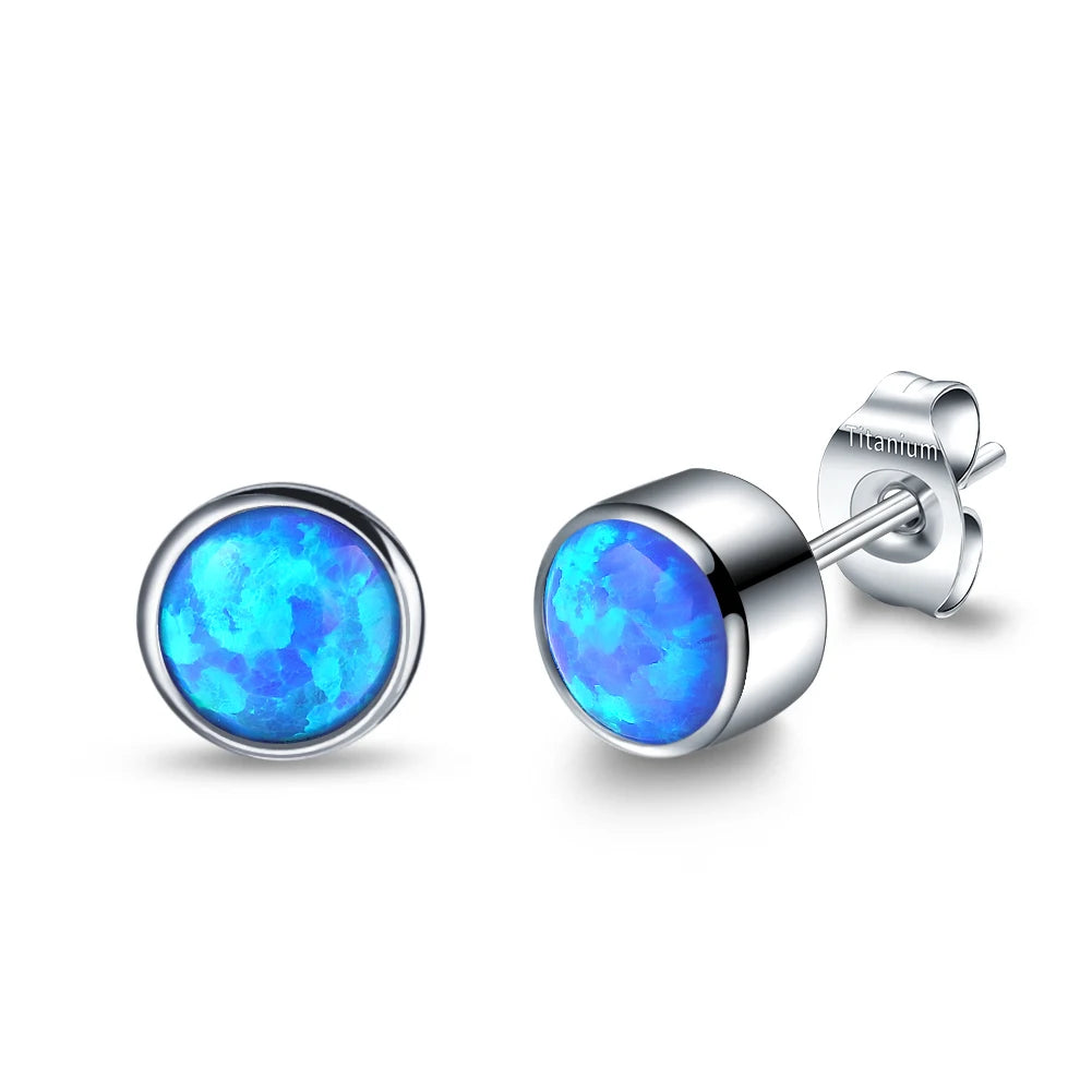 G23 Titanium Tiny Stud Earrings – Opal & CZ