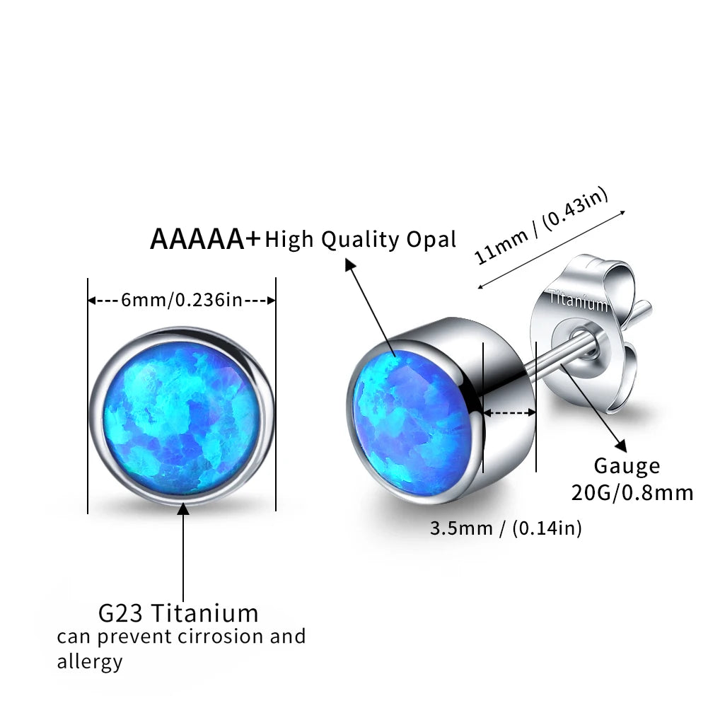 G23 Titanium Tiny Stud Earrings – Opal & CZ