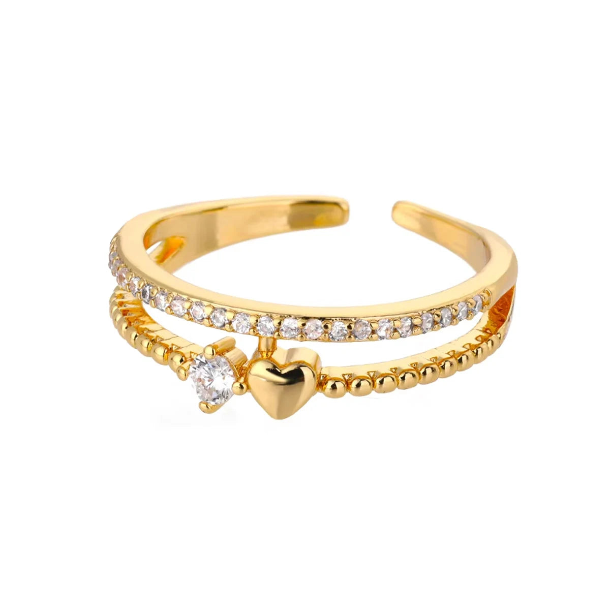 Gold Double Heart Ring – Women’s Romantic Jewelry