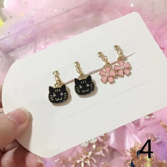 Adorable Cat & Butterfly Earrings Set for Girls