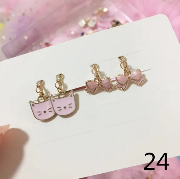 Adorable Cat & Butterfly Earrings Set for Girls