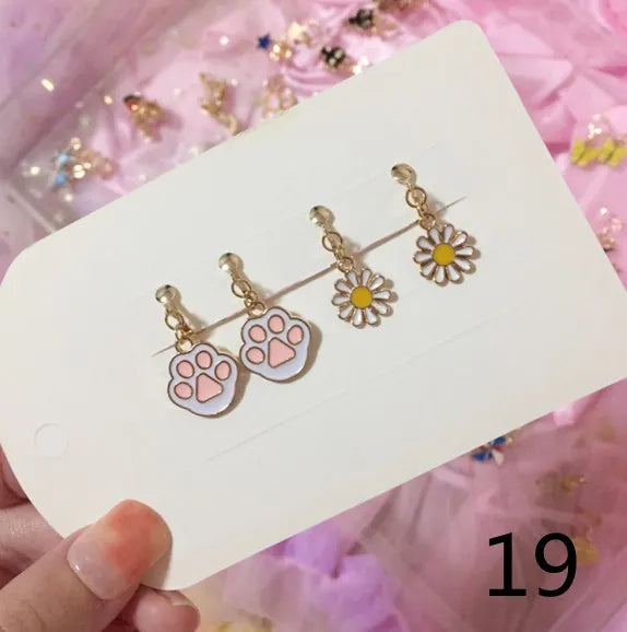 Adorable Cat & Butterfly Earrings Set for Girls