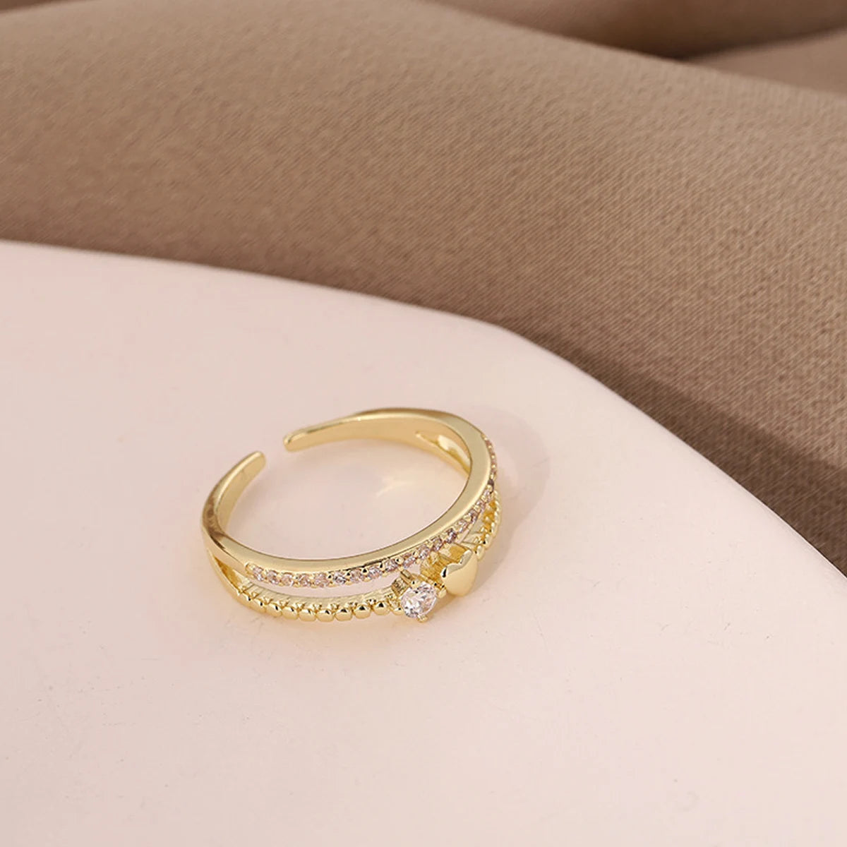 Gold Double Heart Ring – Women’s Romantic Jewelry