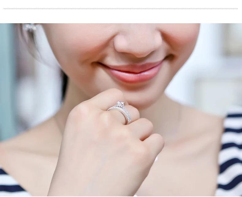Vintage Halo 925 Sterling Silver Ring Set – Women’s Jewelry