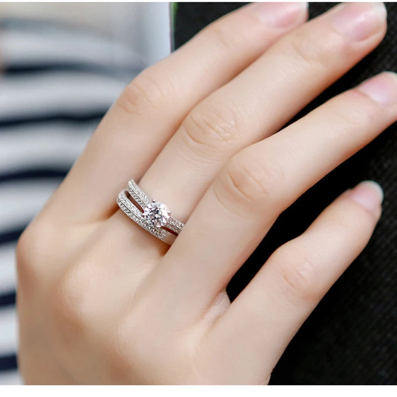 Vintage Halo 925 Sterling Silver Ring Set – Women’s Jewelry