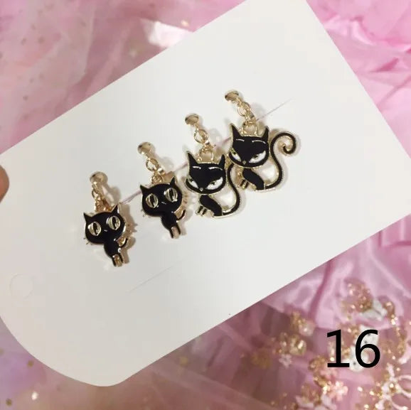Adorable Cat & Butterfly Earrings Set for Girls