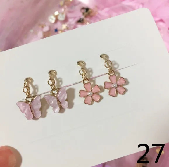 Adorable Cat & Butterfly Earrings Set for Girls