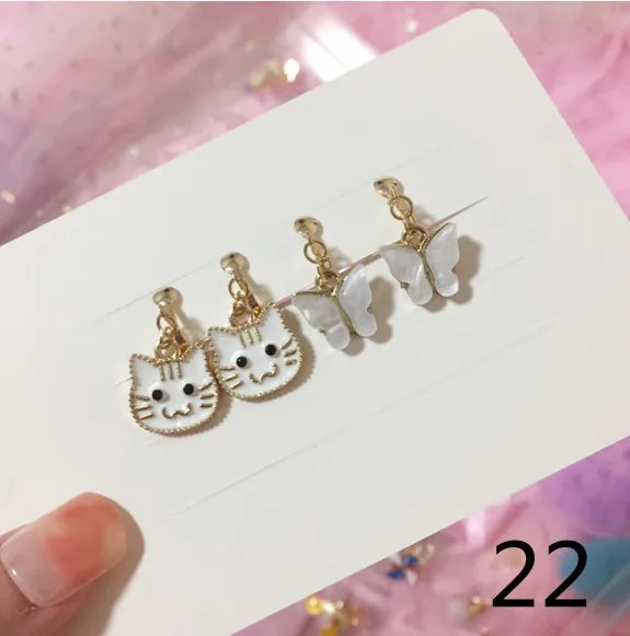 Adorable Cat & Butterfly Earrings Set for Girls