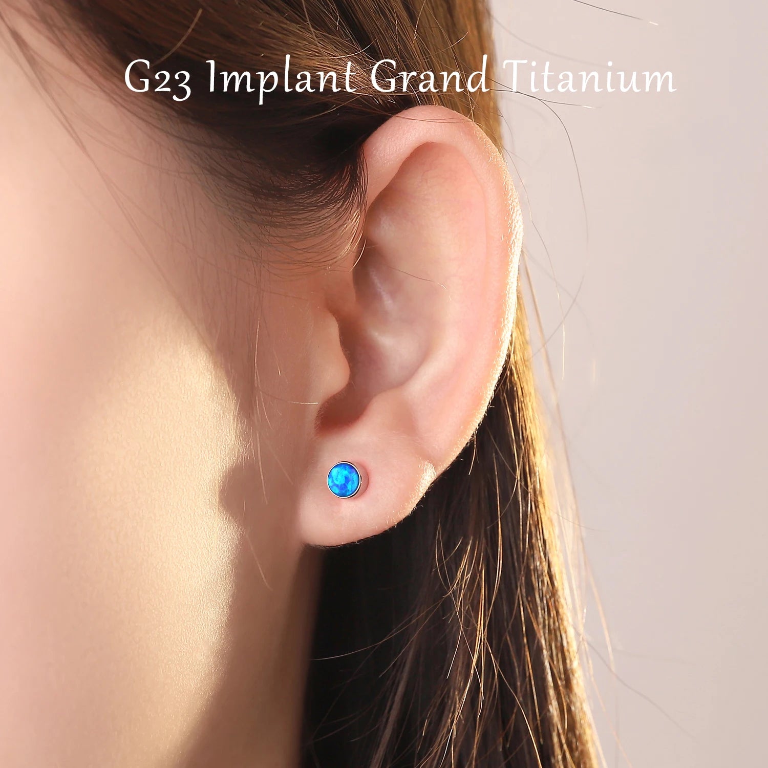 G23 Titanium Tiny Stud Earrings – Opal & CZ
