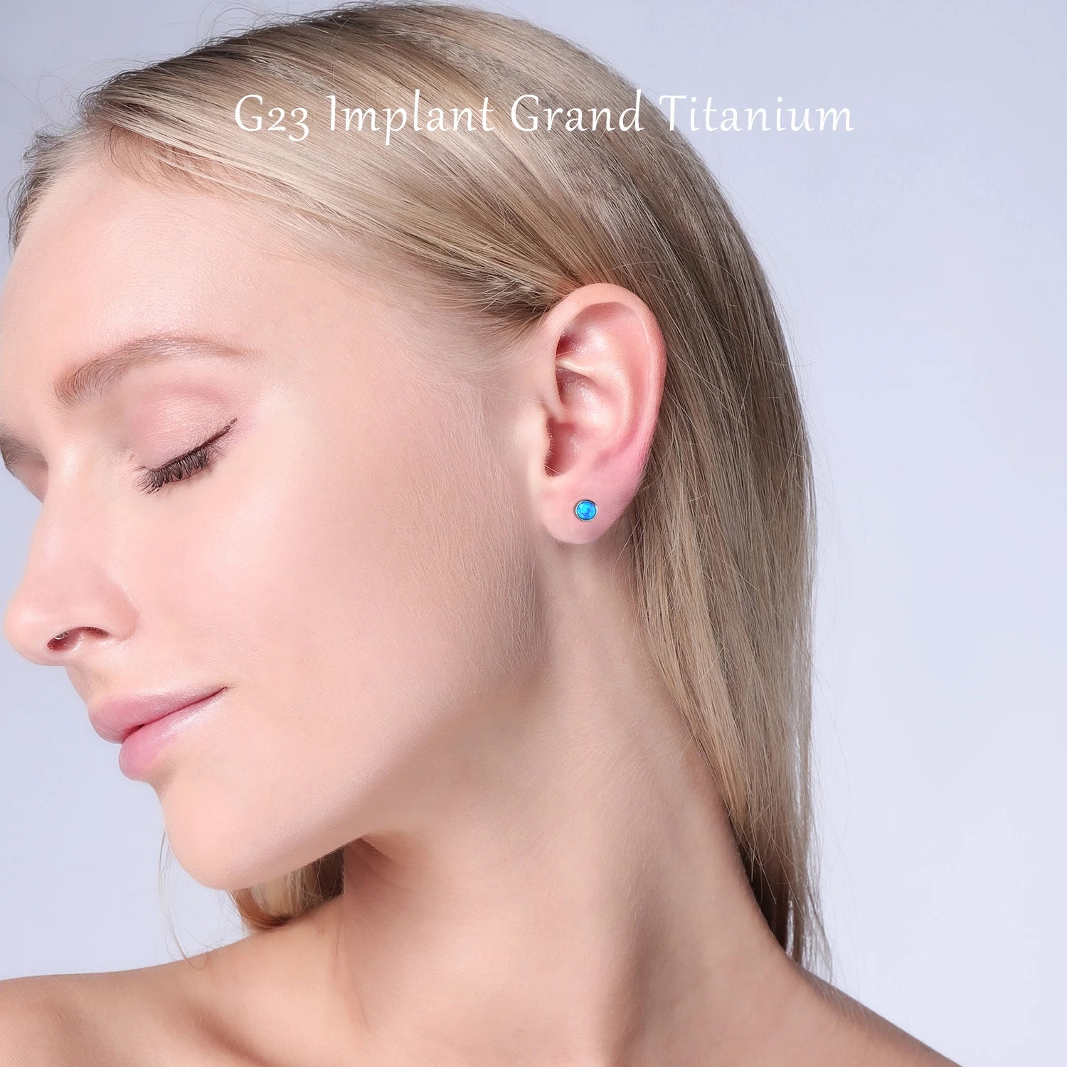 G23 Titanium Tiny Stud Earrings – Opal & CZ