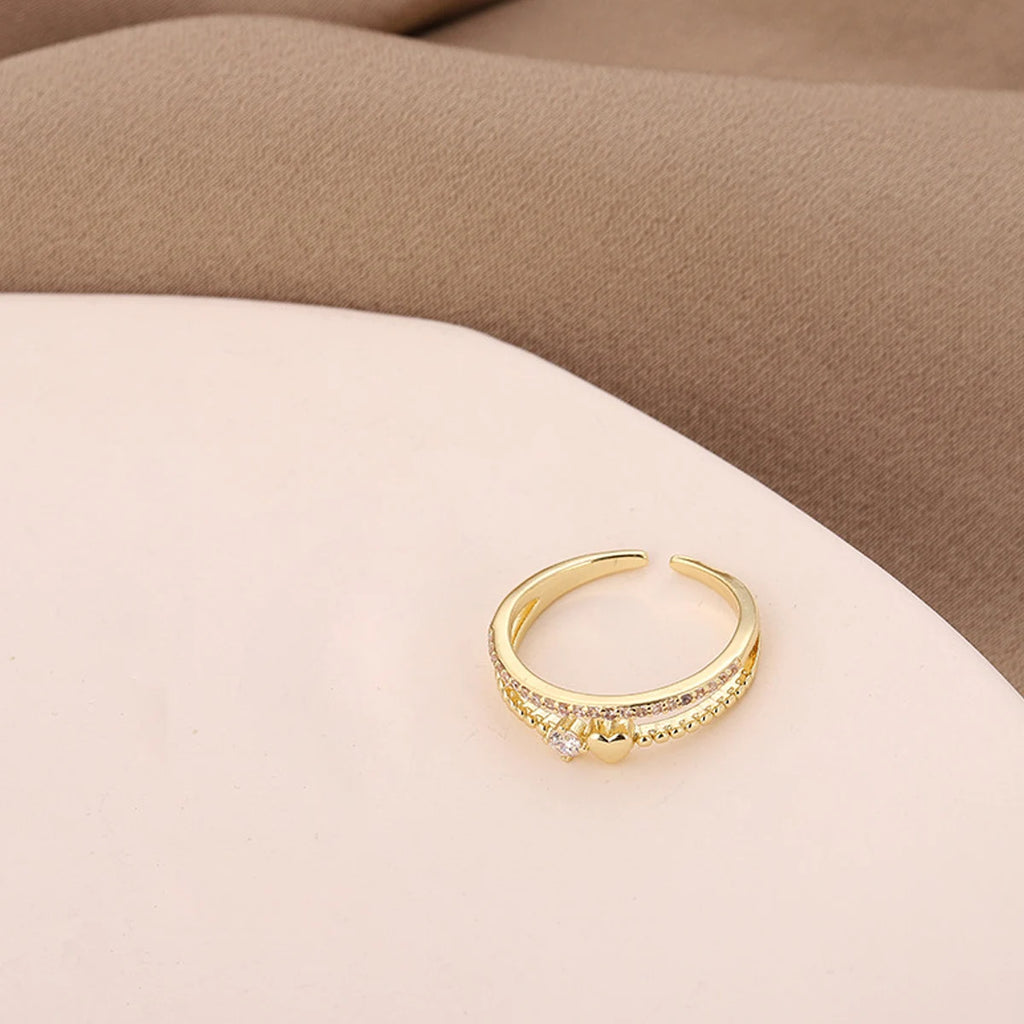 Gold Double Heart Ring – Women’s Romantic Jewelry