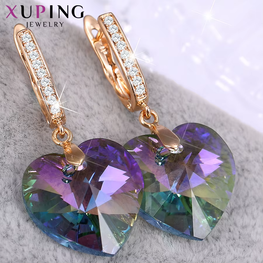 Romantic Heart Crystal Drop Earrings – Elegant Gift for Mother’s Day